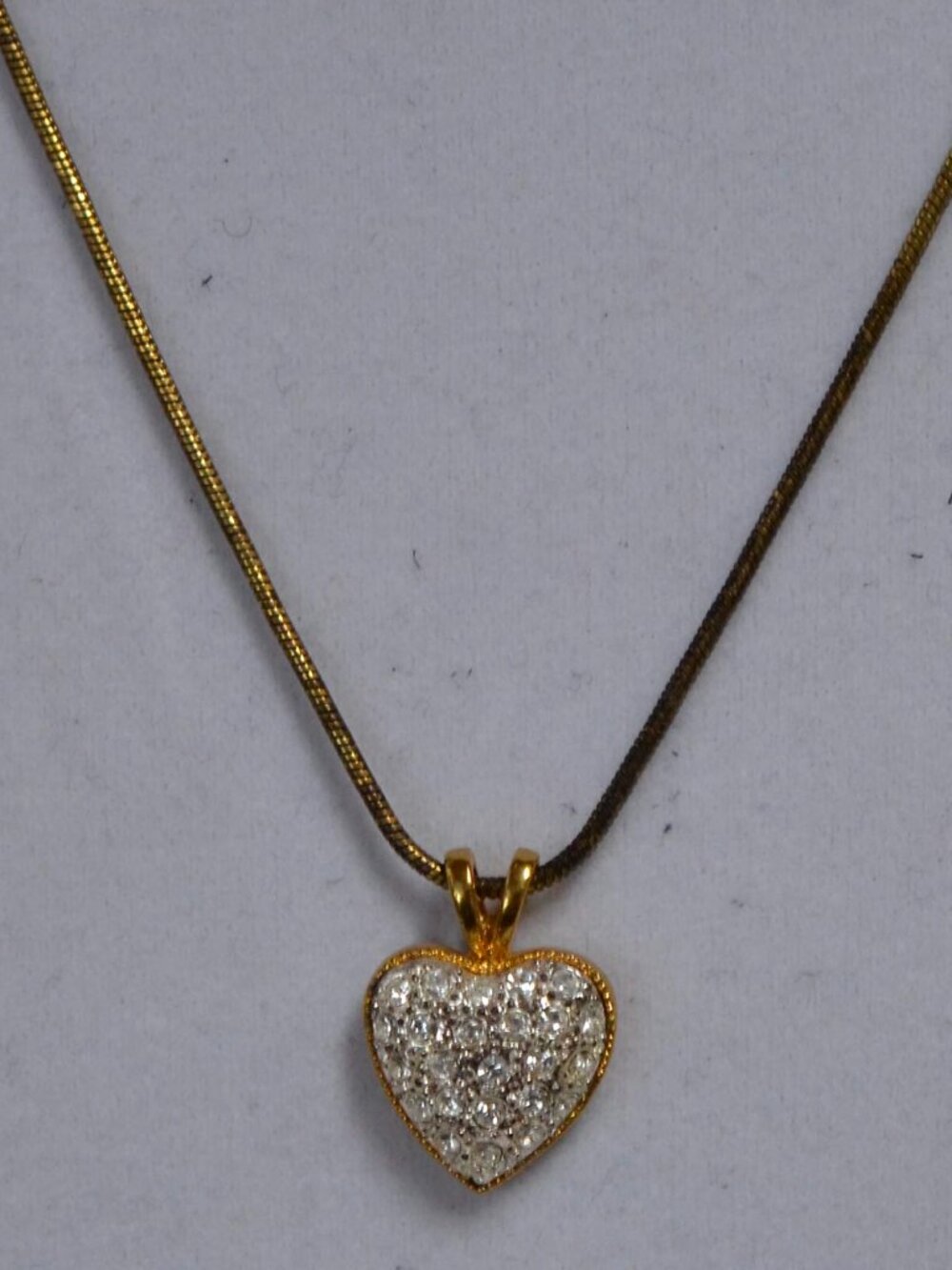 Avon Sparkly Rhinestone Goldtone Heart Pendant